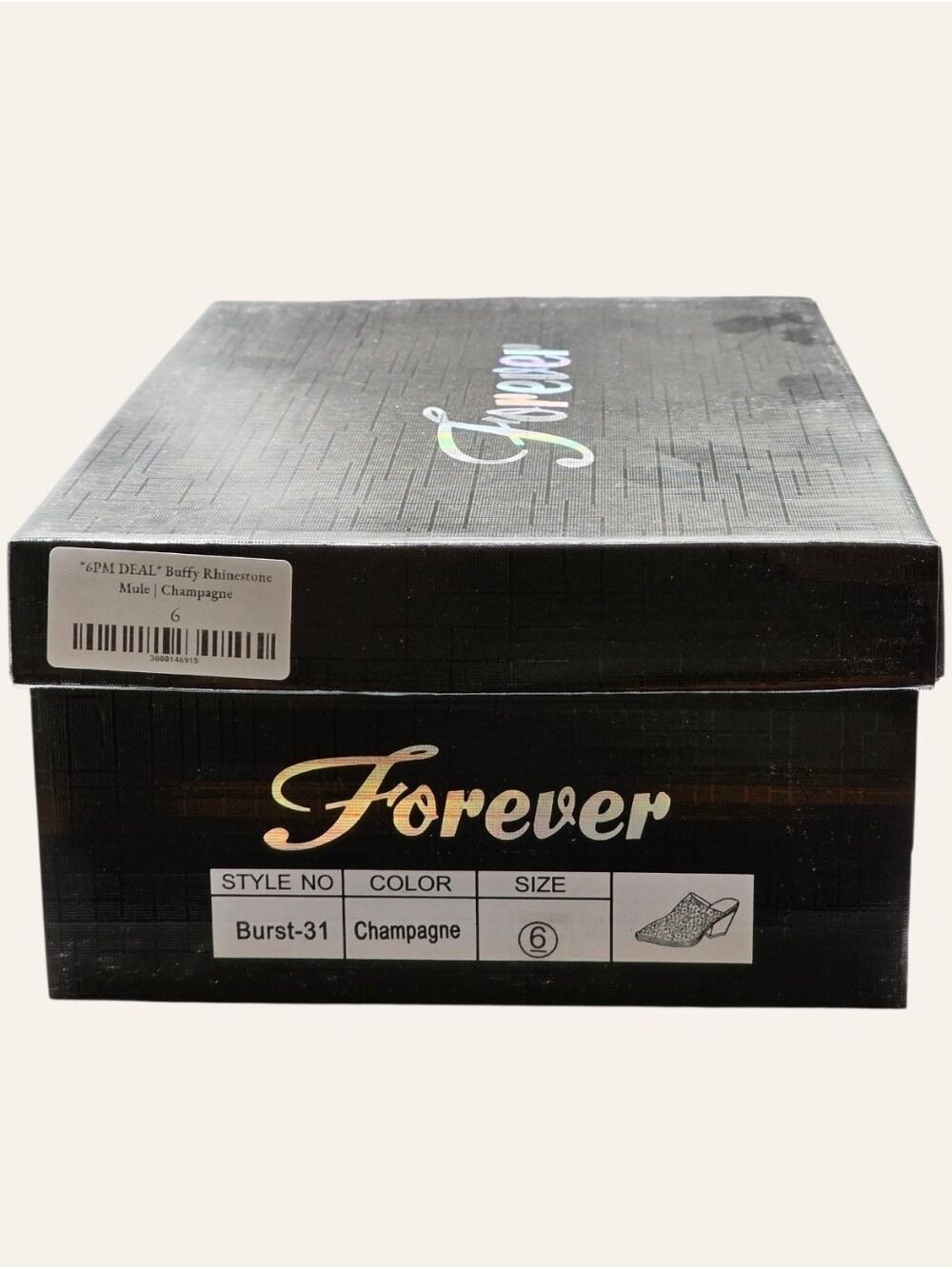 Forever Link Rhinestone Pointed Toe Mule Heels Champagne Size 6 NIB - Picture 8 of 8